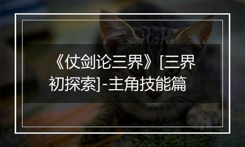 《仗剑论三界》[三界初探索]-主角技能篇