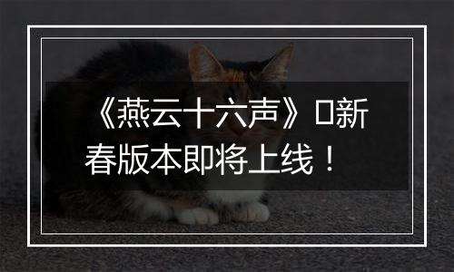 《燕云十六声》​新春版本即将上线！