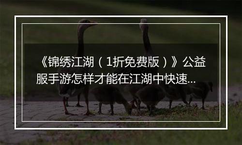 《锦绣江湖（1折免费版）》公益服手游怎样才能在江湖中快速立足呢？