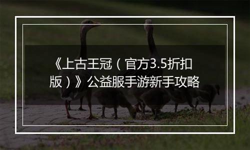 《上古王冠（官方3.5折扣版）》公益服手游新手攻略