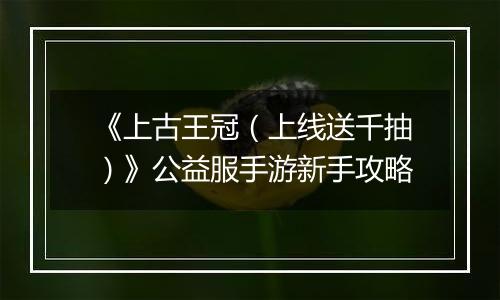 《上古王冠（上线送千抽）》公益服手游新手攻略