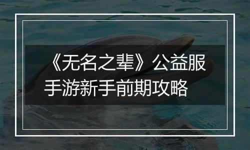 《无名之辈》公益服手游新手前期攻略