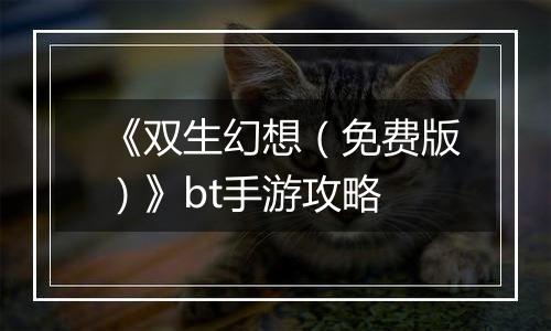 《双生幻想（免费版）》bt手游攻略