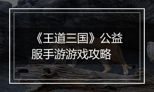 《王道三国》公益服手游游戏攻略