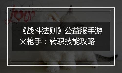《战斗法则》公益服手游火枪手：转职技能攻略