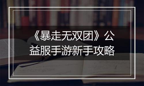 《暴走无双团》公益服手游新手攻略