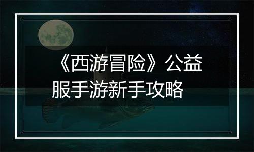 《西游冒险》公益服手游新手攻略