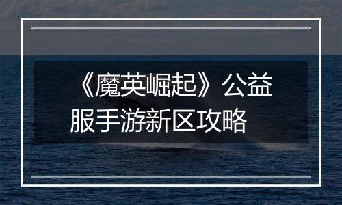 《魔英崛起》公益服手游新区攻略