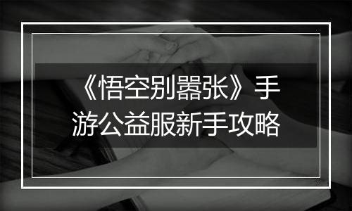 《悟空别嚣张》手游公益服新手攻略