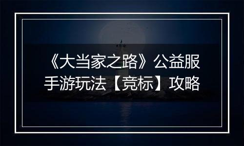 《大当家之路》公益服手游玩法【竞标】攻略