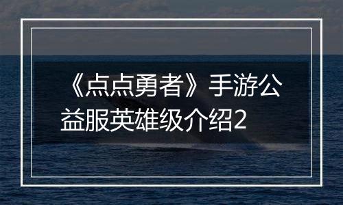 《点点勇者》手游公益服英雄级介绍2