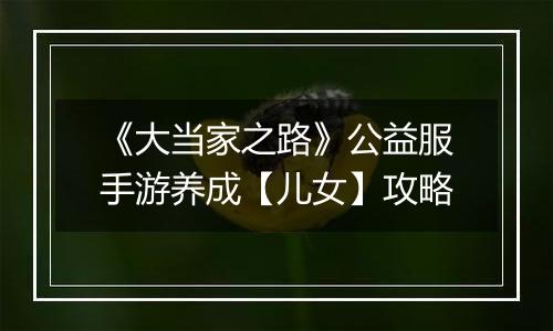 《大当家之路》公益服手游养成【儿女】攻略