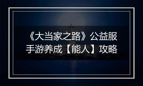 《大当家之路》公益服手游养成【能人】攻略