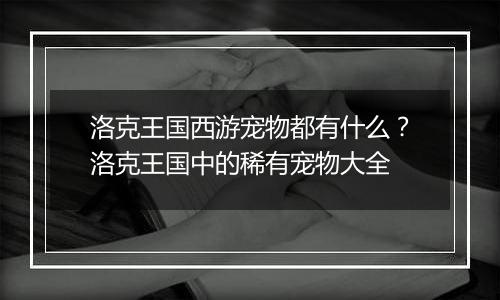 洛克王国西游宠物都有什么？洛克王国中的稀有宠物大全