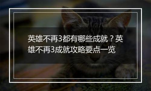 英雄不再3都有哪些成就？英雄不再3成就攻略要点一览