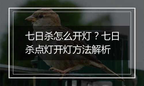 七日杀怎么开灯？七日杀点灯开灯方法解析
