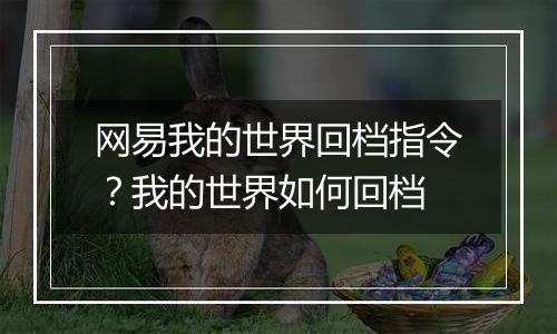 网易我的世界回档指令？我的世界如何回档
