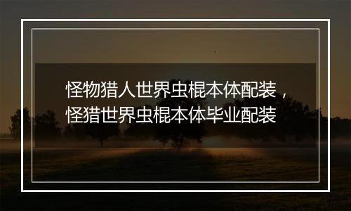 怪物猎人世界虫棍本体配装，怪猎世界虫棍本体毕业配装