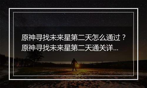 原神寻找未来星第二天怎么通过？原神寻找未来星第二天通关详细攻略