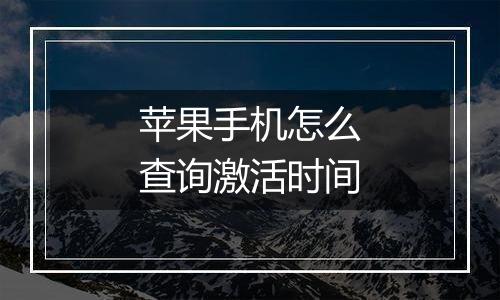 苹果手机怎么查询激活时间