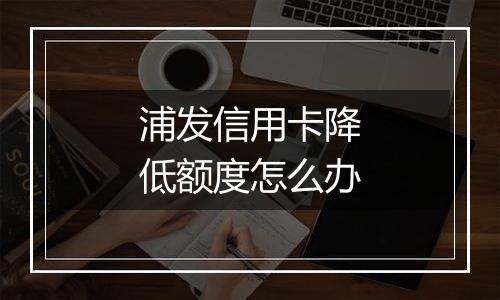 浦发信用卡降低额度怎么办