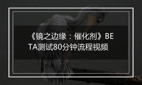 《镜之边缘：催化剂》BETA测试80分钟流程视频