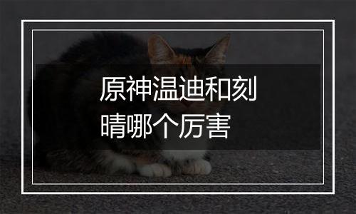 原神温迪和刻晴哪个厉害