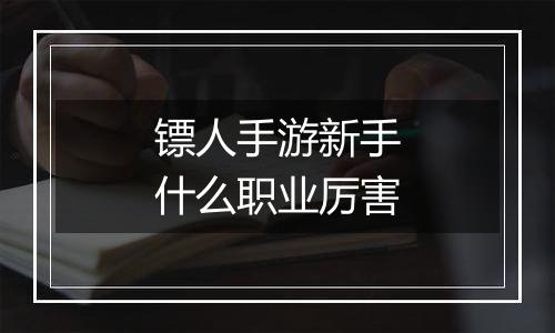 镖人手游新手什么职业厉害