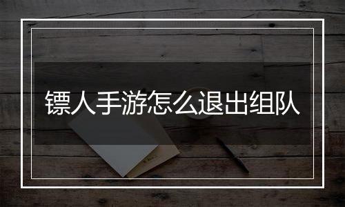 镖人手游怎么退出组队