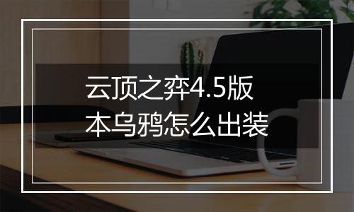云顶之弈4.5版本乌鸦怎么出装