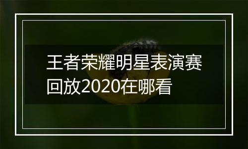 王者荣耀明星表演赛回放2020在哪看