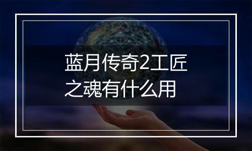 蓝月传奇2工匠之魂有什么用