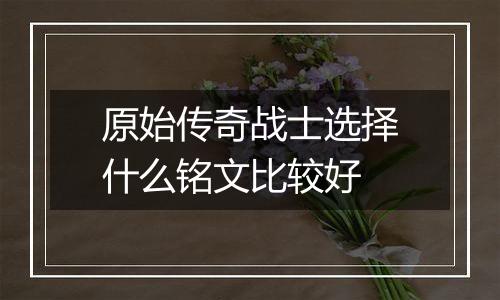 原始传奇战士选择什么铭文比较好