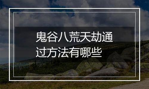 鬼谷八荒天劫通过方法有哪些