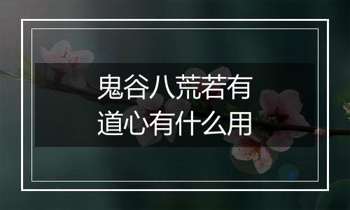 鬼谷八荒若有道心有什么用