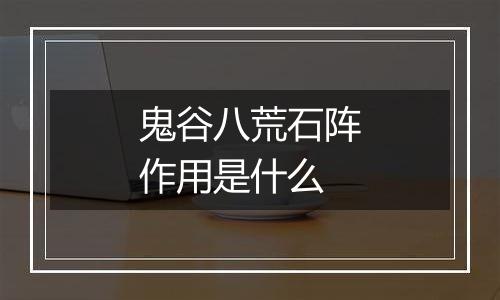 鬼谷八荒石阵作用是什么