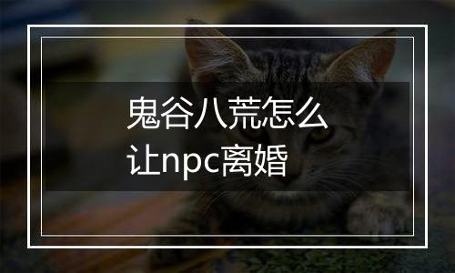 鬼谷八荒怎么让npc离婚