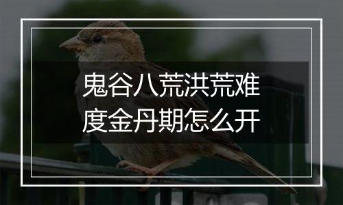 鬼谷八荒洪荒难度金丹期怎么开