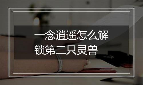 一念逍遥怎么解锁第二只灵兽