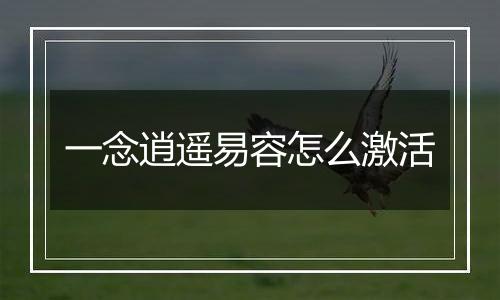 一念逍遥易容怎么激活