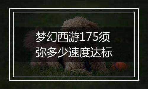 梦幻西游175须弥多少速度达标