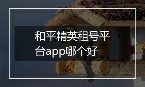 和平精英租号平台app哪个好
