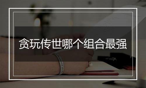 贪玩传世哪个组合最强