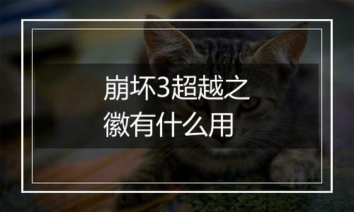 崩坏3超越之徽有什么用