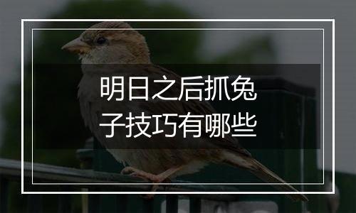 明日之后抓兔子技巧有哪些