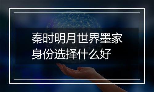 秦时明月世界墨家身份选择什么好