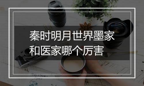 秦时明月世界墨家和医家哪个厉害