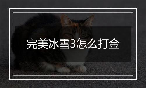 完美冰雪3怎么打金