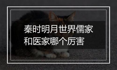 秦时明月世界儒家和医家哪个厉害