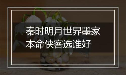 秦时明月世界墨家本命侠客选谁好